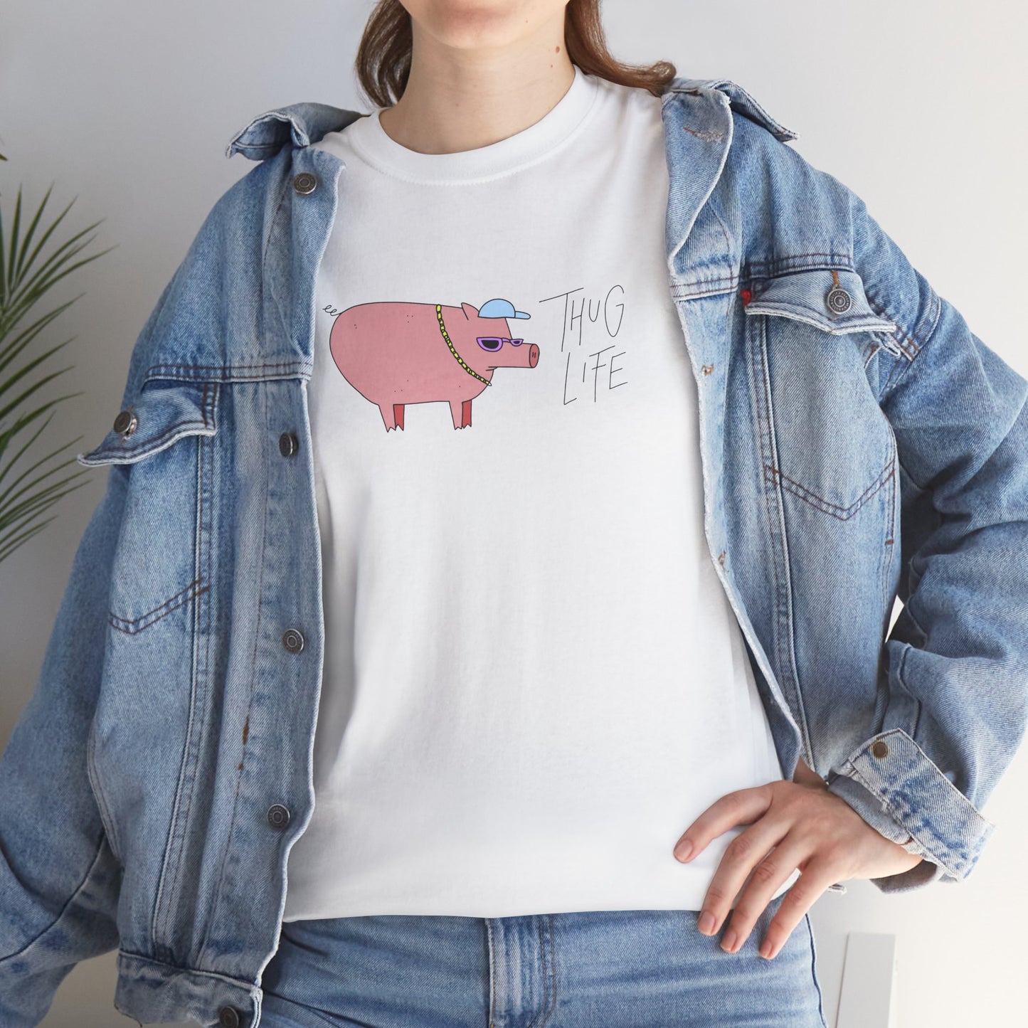 Cute Pig Design Unisex Heavy Cotton Tee