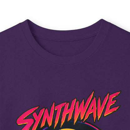 Synthwave Sunset Long Sleeve Tee — Retro Vaporwave Miami Night Graphic
