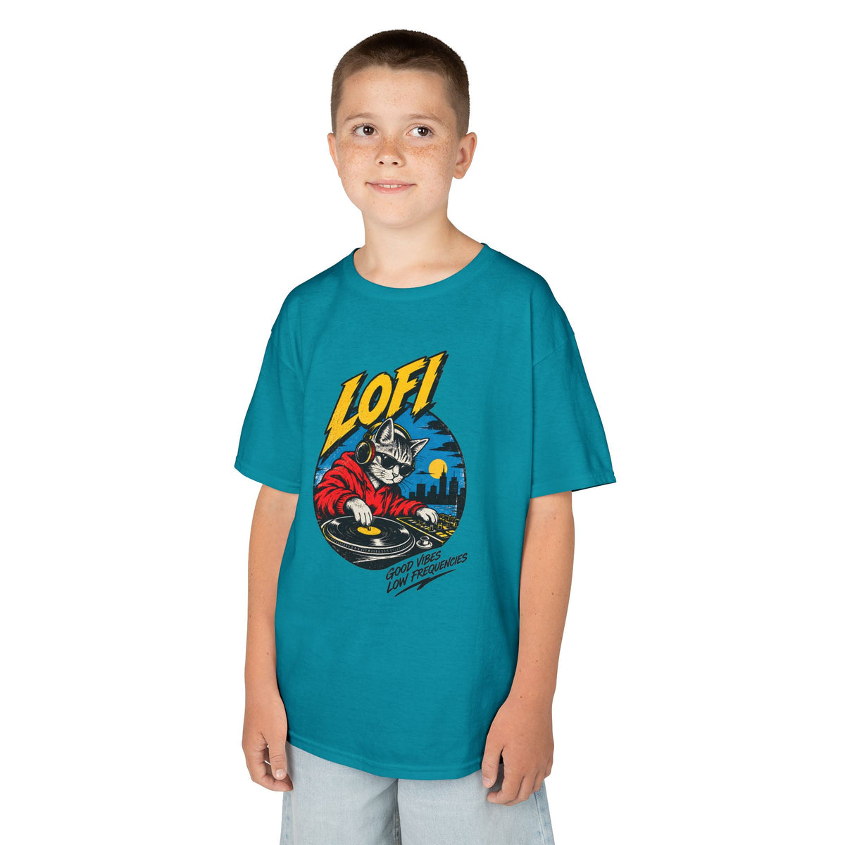 Kids T-Shirt — 'LOFI' DJ Skull Graphic Tee | Retro Night City Vibes