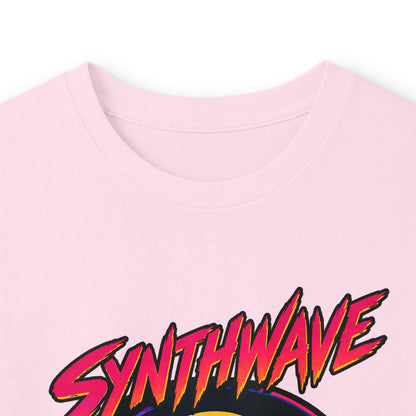 Synthwave Sunset Long Sleeve Tee — Retro Vaporwave Miami Night Graphic