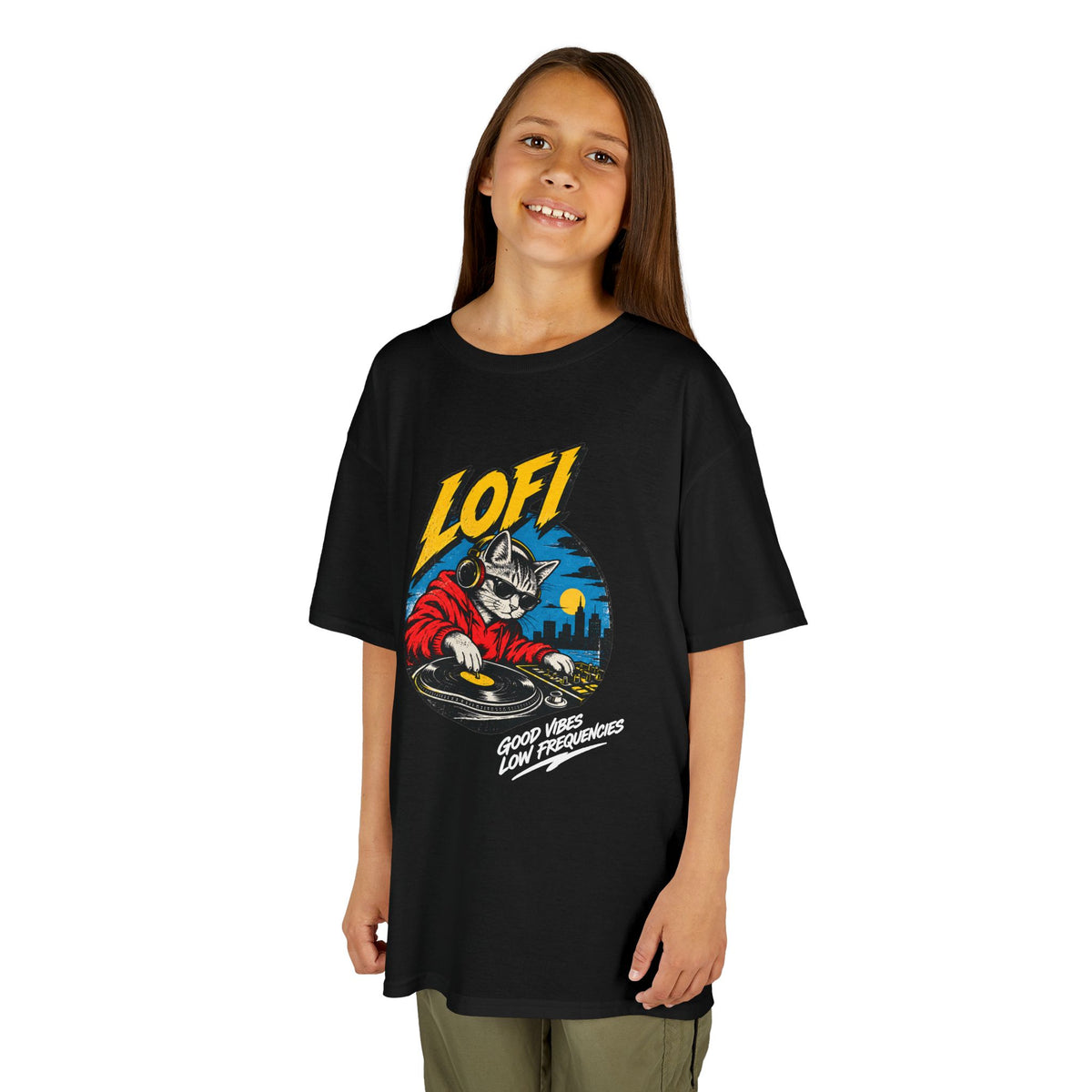 Kids T-Shirt — 'LOFI' DJ Skull Graphic Tee | Retro Night City Vibes