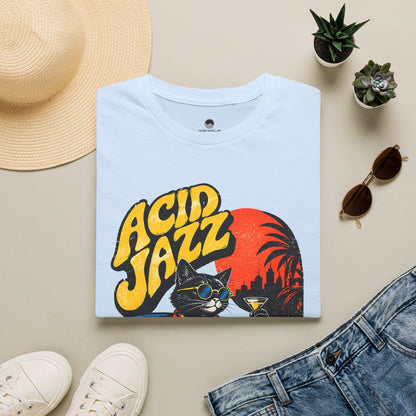 Acid Jazz T-Shirt - Retro Cat DJ Graphic Tee