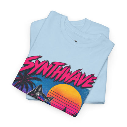 Synthwave Cat Tee — Retro 80s Sunset Driver Graphic T-Shirt