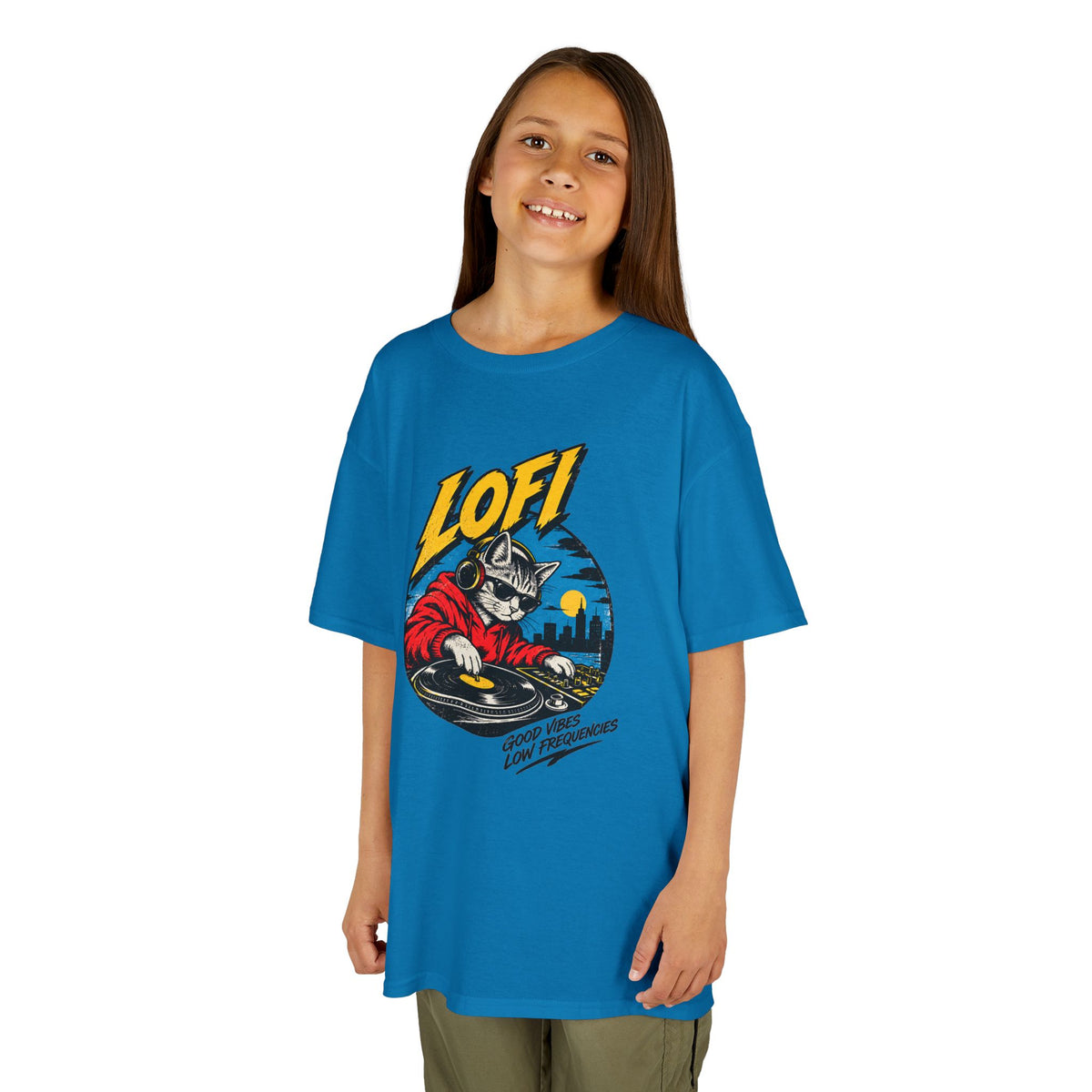 Kids T-Shirt — 'LOFI' DJ Skull Graphic Tee | Retro Night City Vibes