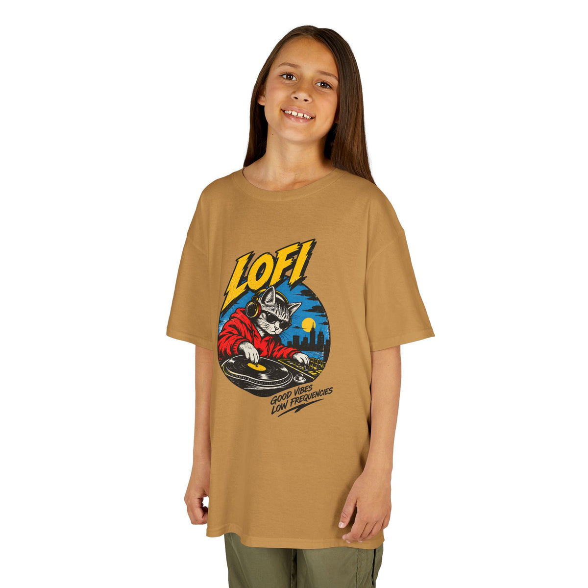 Kids T-Shirt — 'LOFI' DJ Skull Graphic Tee | Retro Night City Vibes