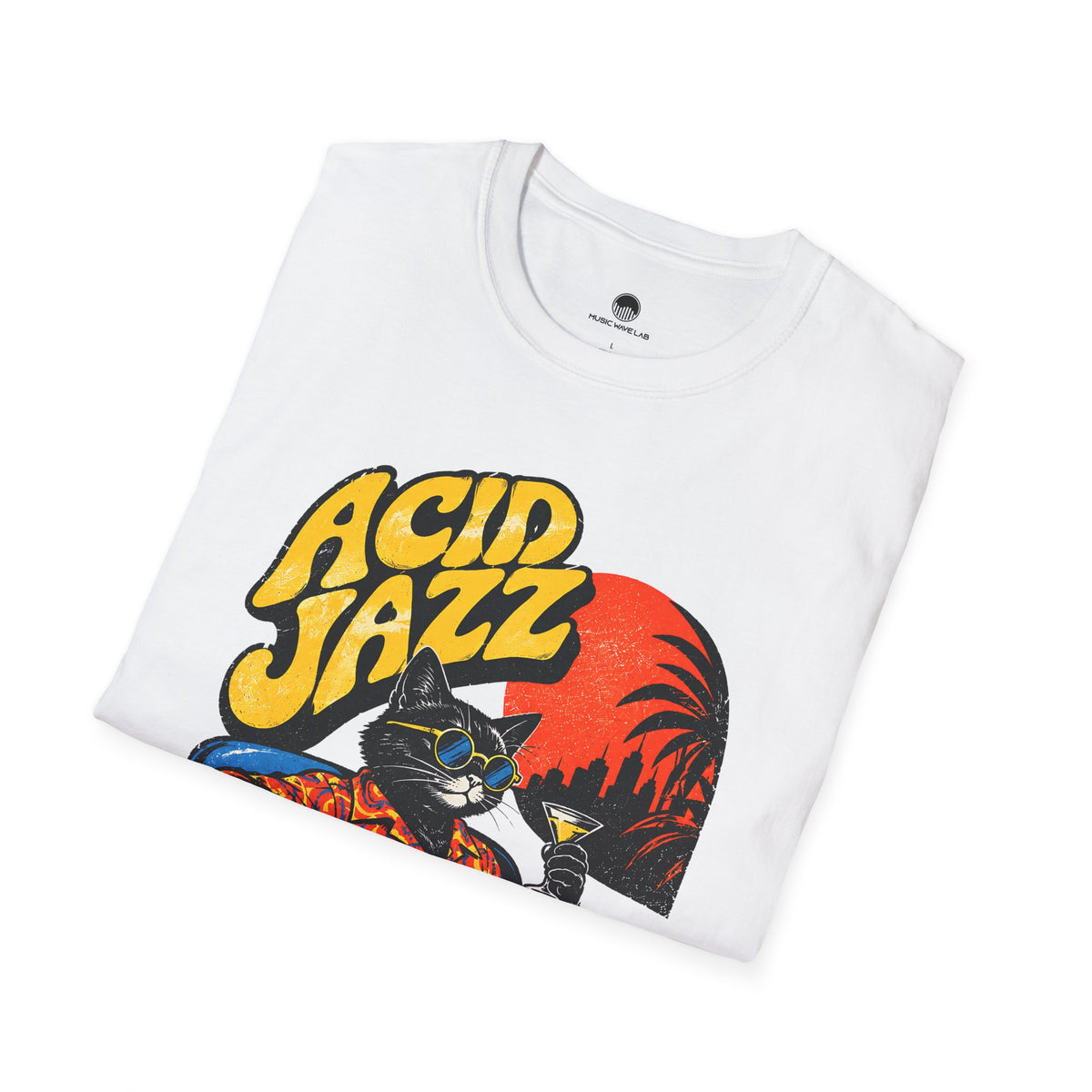 Acid Jazz T-Shirt - Retro Cat DJ Graphic Tee