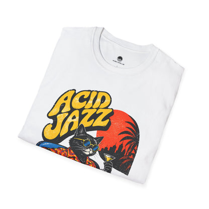 Acid Jazz T-Shirt - Retro Cat DJ Graphic Tee