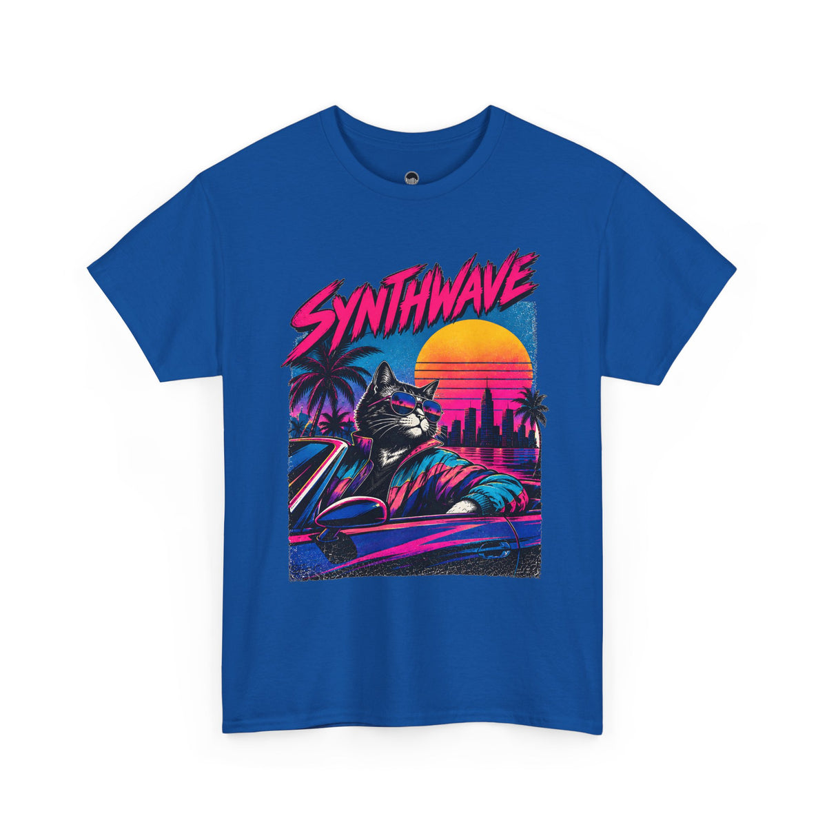 Synthwave Cat Tee — Retro 80s Sunset Driver Graphic T-Shirt