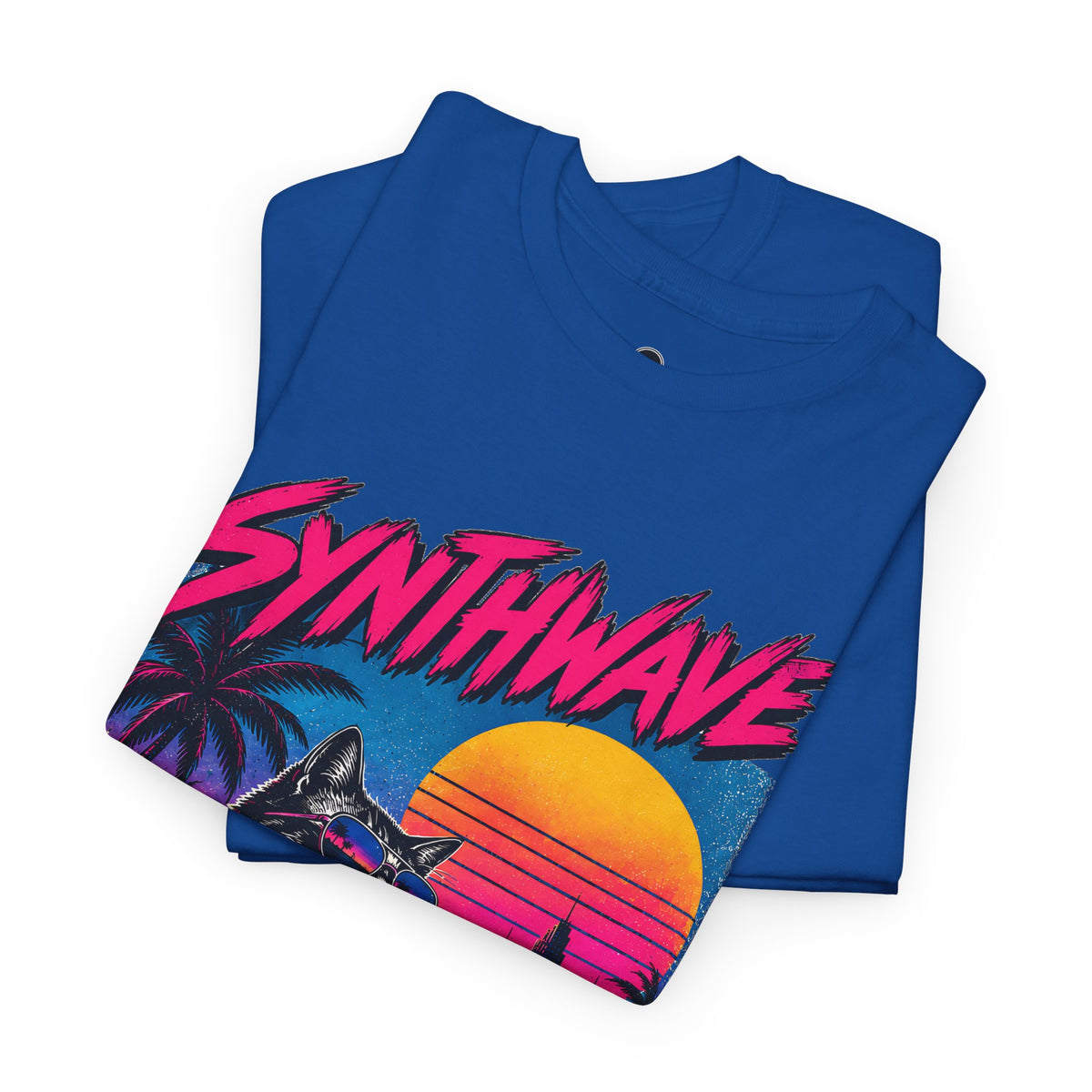 Synthwave Cat Tee — Retro 80s Sunset Driver Graphic T-Shirt