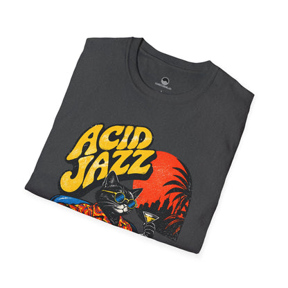 Acid Jazz T-Shirt - Retro Cat DJ Graphic Tee
