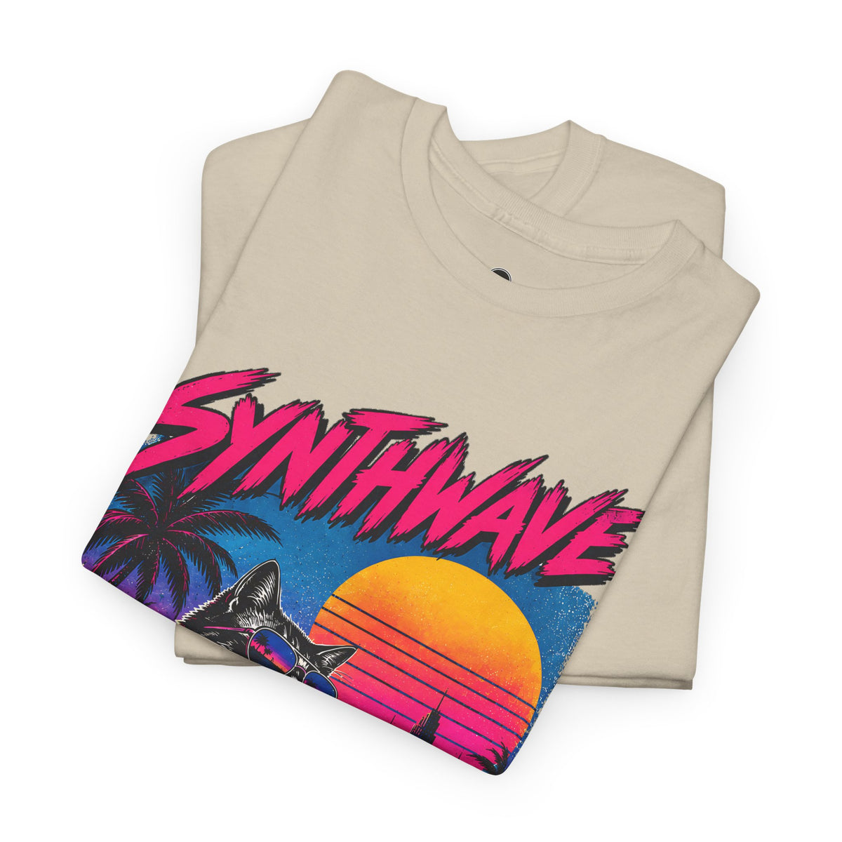Synthwave Cat Tee — Retro 80s Sunset Driver Graphic T-Shirt