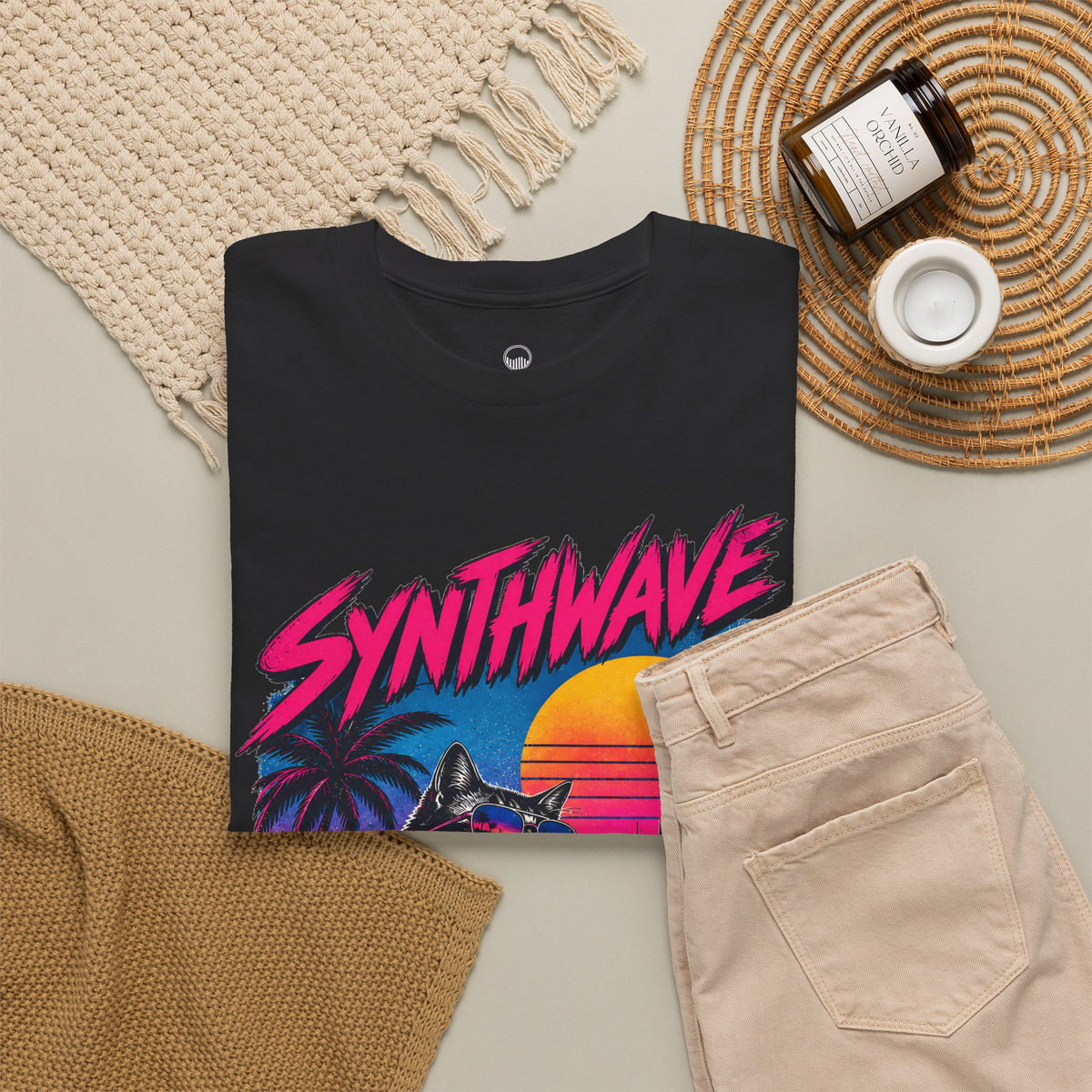 Synthwave Cat Tee — Retro 80s Sunset Driver Graphic T-Shirt