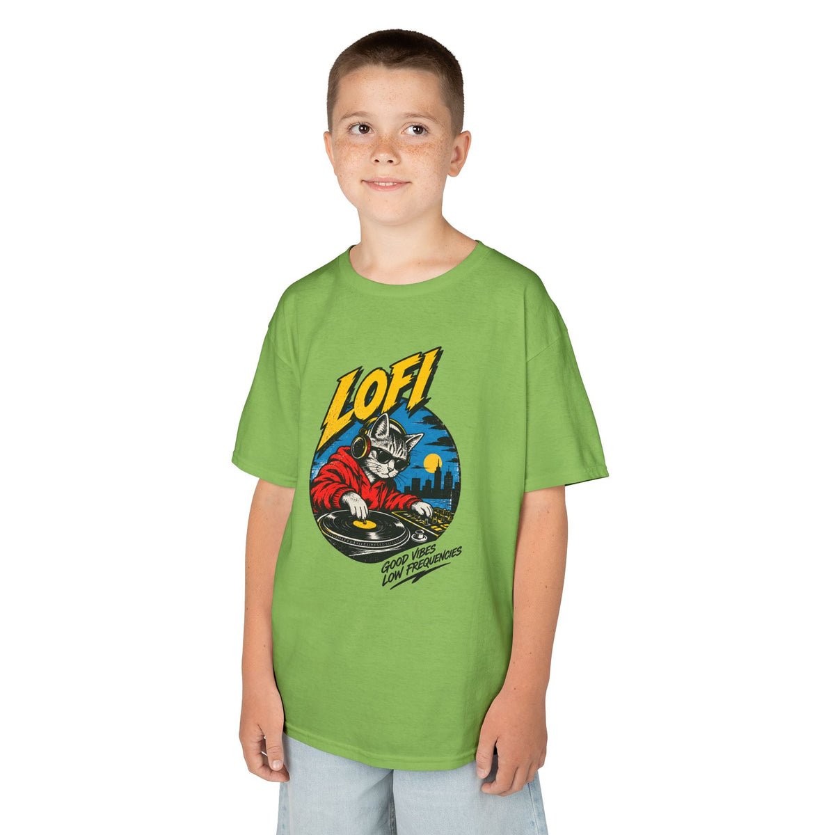 Kids T-Shirt — 'LOFI' DJ Skull Graphic Tee | Retro Night City Vibes