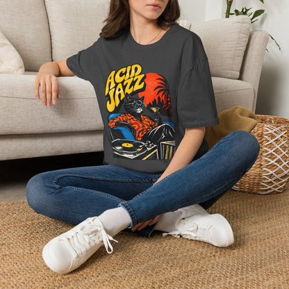 Acid Jazz T-Shirt - Retro Cat DJ Graphic Tee