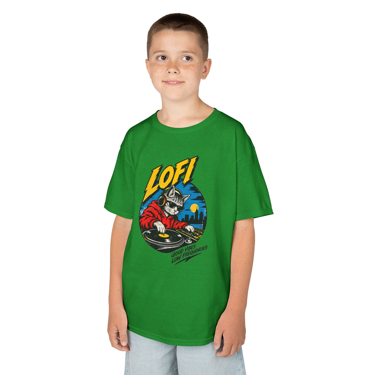 Kids T-Shirt — 'LOFI' DJ Skull Graphic Tee | Retro Night City Vibes