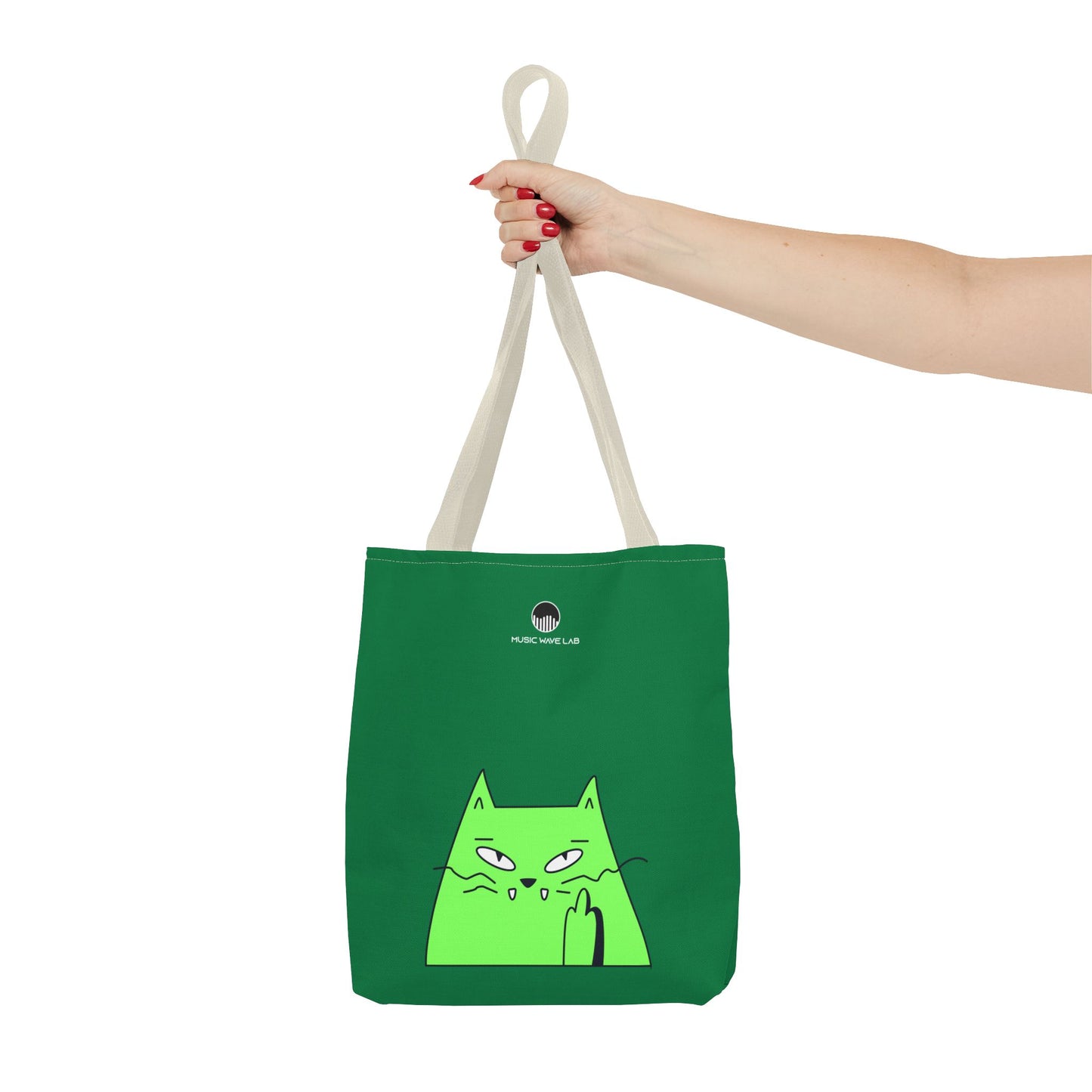 Playful Cat Tote Bag - Green Cat Design, Eco-Friendly, Shopping, Gift, Everyday Use, Pet Lover, Fun Accessories