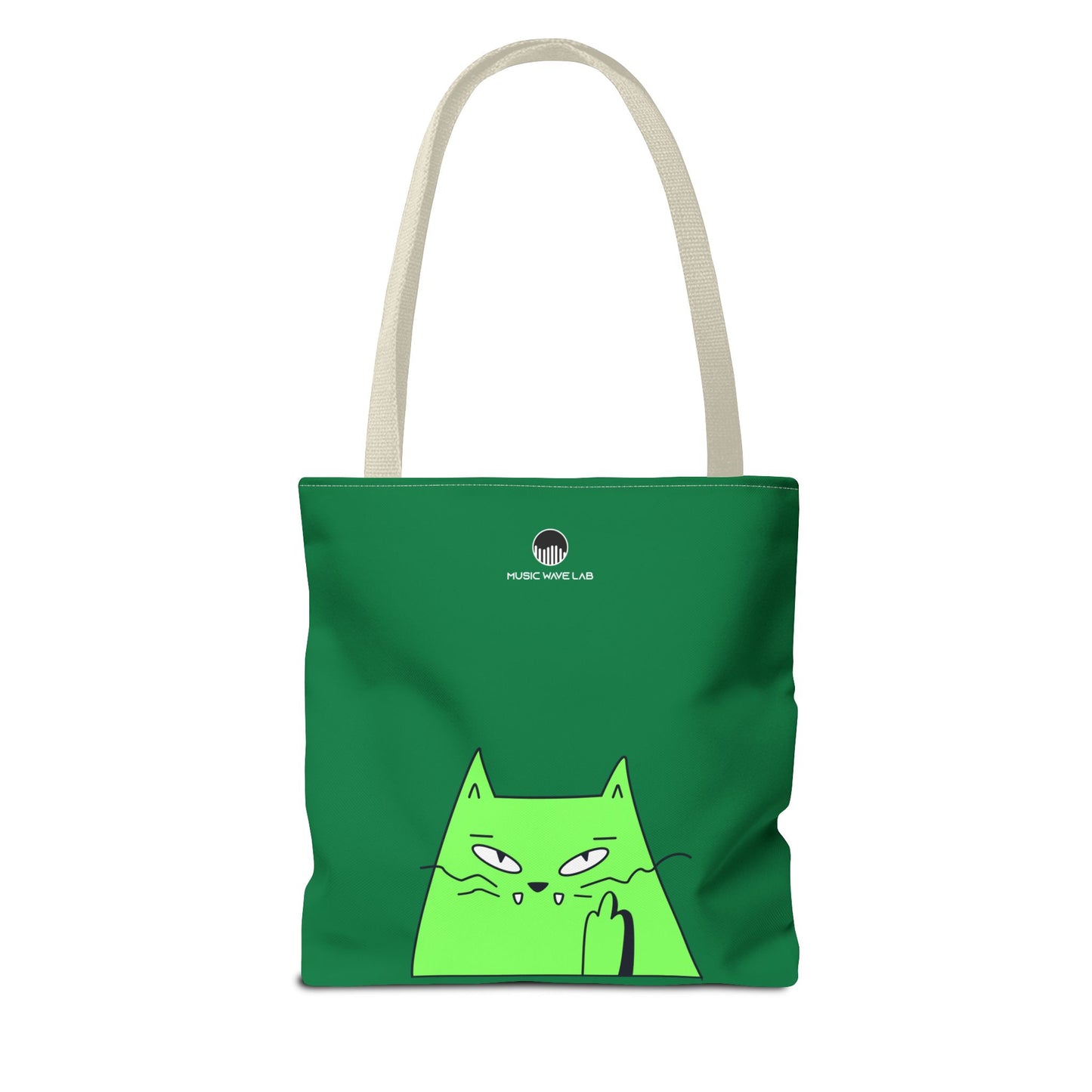 Playful Cat Tote Bag - Green Cat Design, Eco-Friendly, Shopping, Gift, Everyday Use, Pet Lover, Fun Accessories