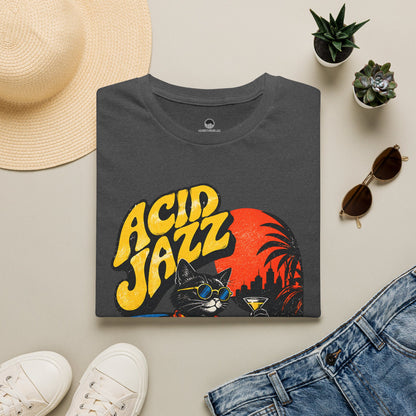 Acid Jazz T-Shirt - Retro Cat DJ Graphic Tee