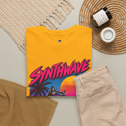 Synthwave Cat Tee — Retro 80s Sunset Driver Graphic T-Shirt