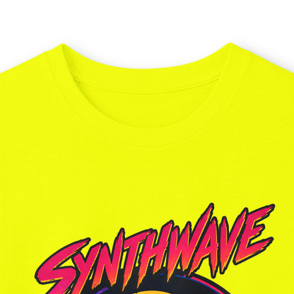 Synthwave Sunset Long Sleeve Tee — Retro Vaporwave Miami Night Graphic