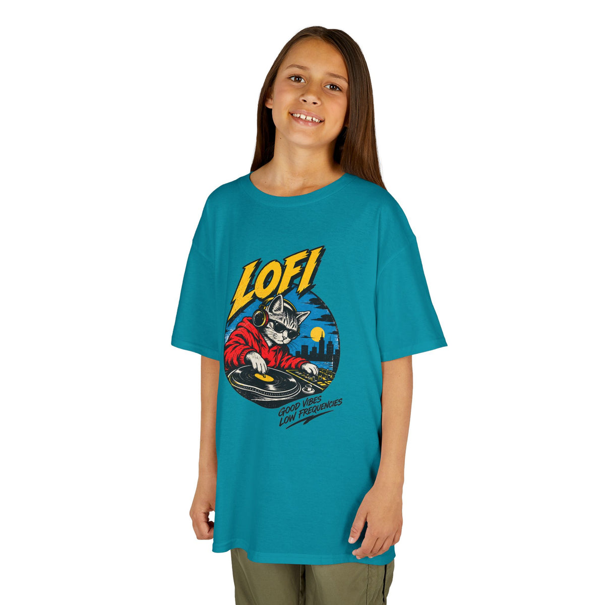Kids T-Shirt — 'LOFI' DJ Skull Graphic Tee | Retro Night City Vibes