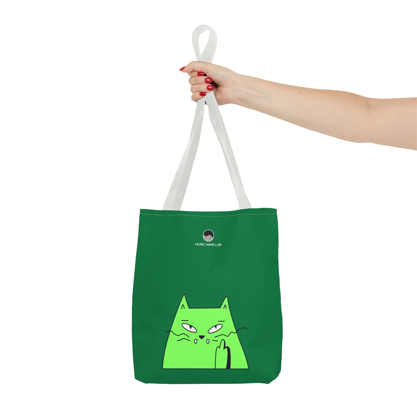 Playful Cat Tote Bag - Green Cat Design, Eco-Friendly, Shopping, Gift, Everyday Use, Pet Lover, Fun Accessories