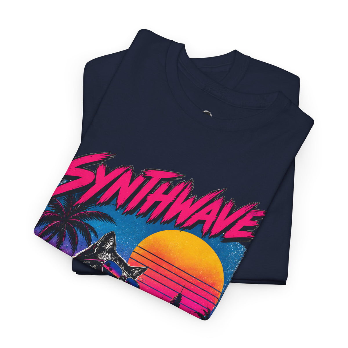 Synthwave Cat Tee — Retro 80s Sunset Driver Graphic T-Shirt