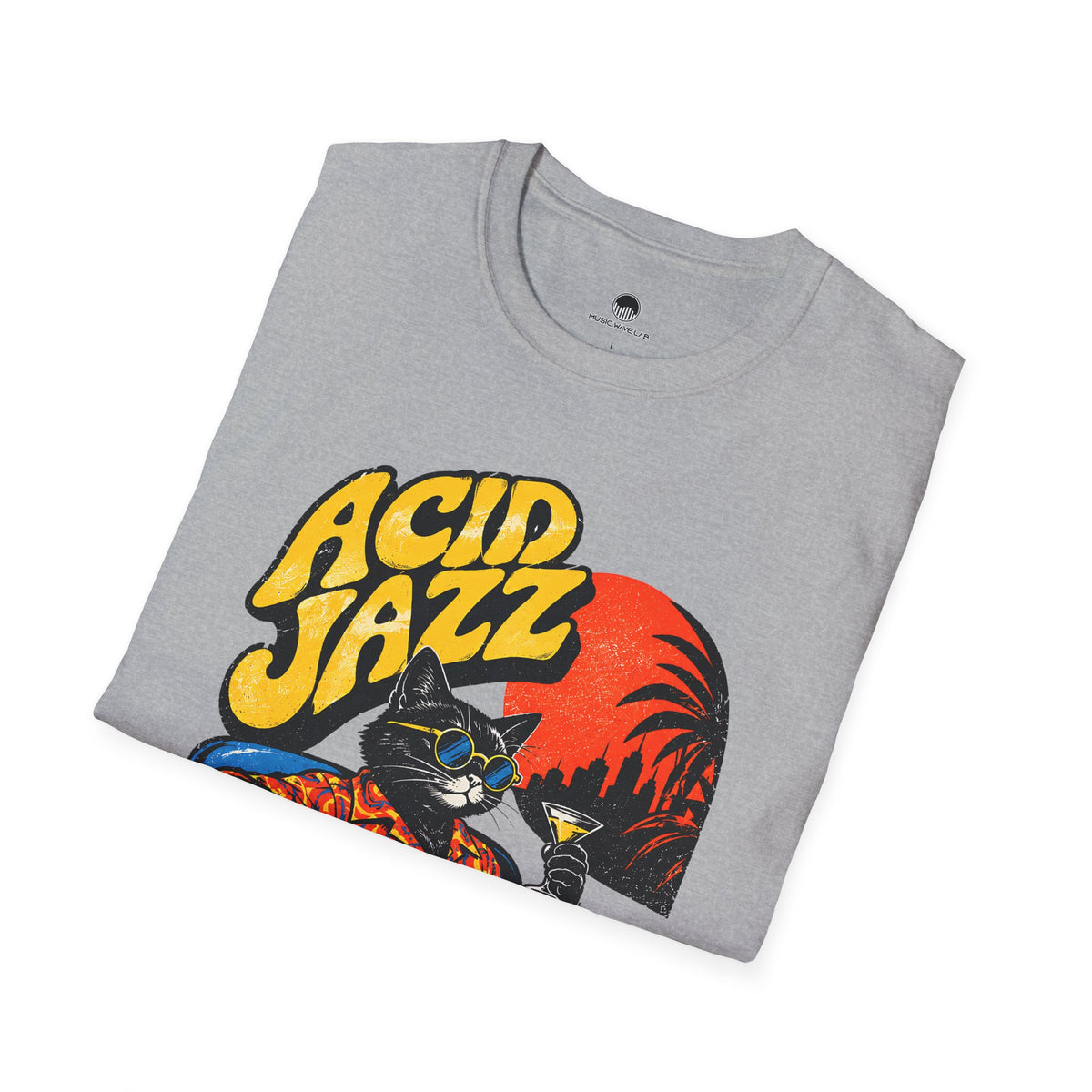 Acid Jazz T-Shirt - Retro Cat DJ Graphic Tee