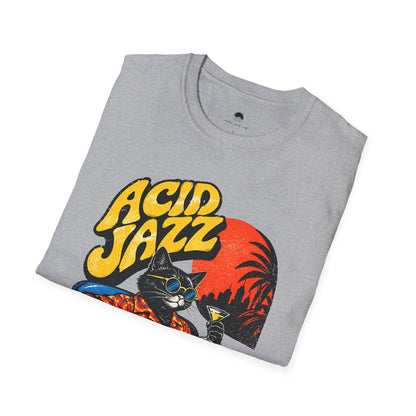 Acid Jazz T-Shirt - Retro Cat DJ Graphic Tee