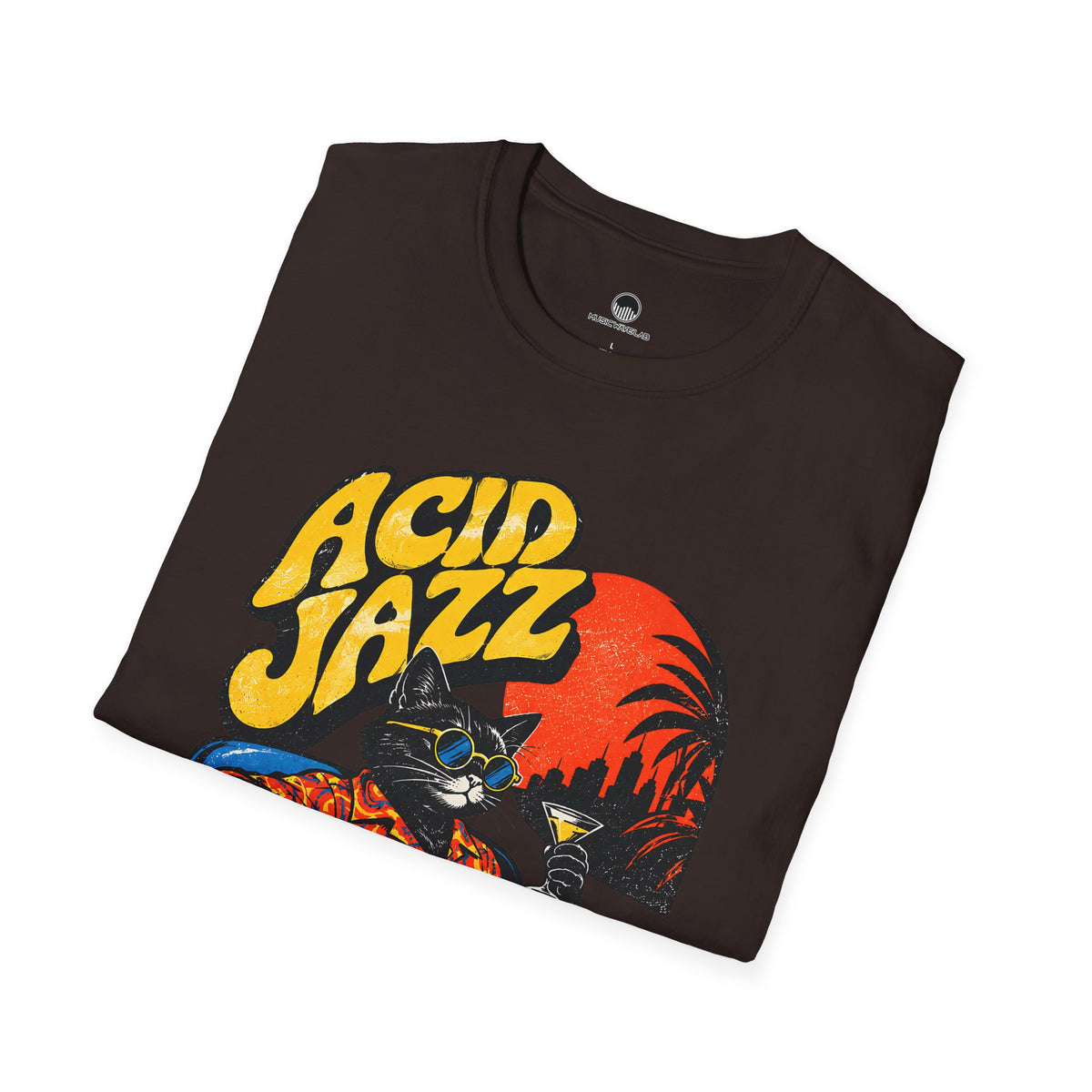 Acid Jazz T-Shirt - Retro Cat DJ Graphic Tee