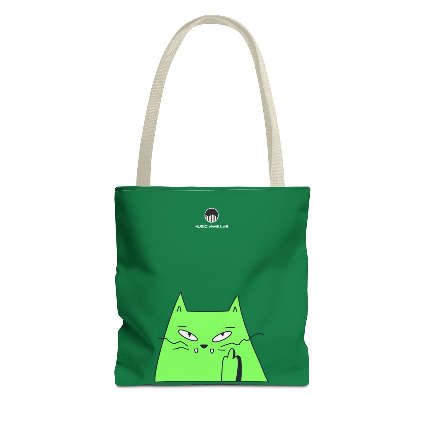 Playful Cat Tote Bag - Green Cat Design, Eco-Friendly, Shopping, Gift, Everyday Use, Pet Lover, Fun Accessories
