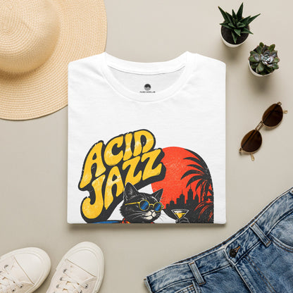 Acid Jazz T-Shirt - Retro Cat DJ Graphic Tee
