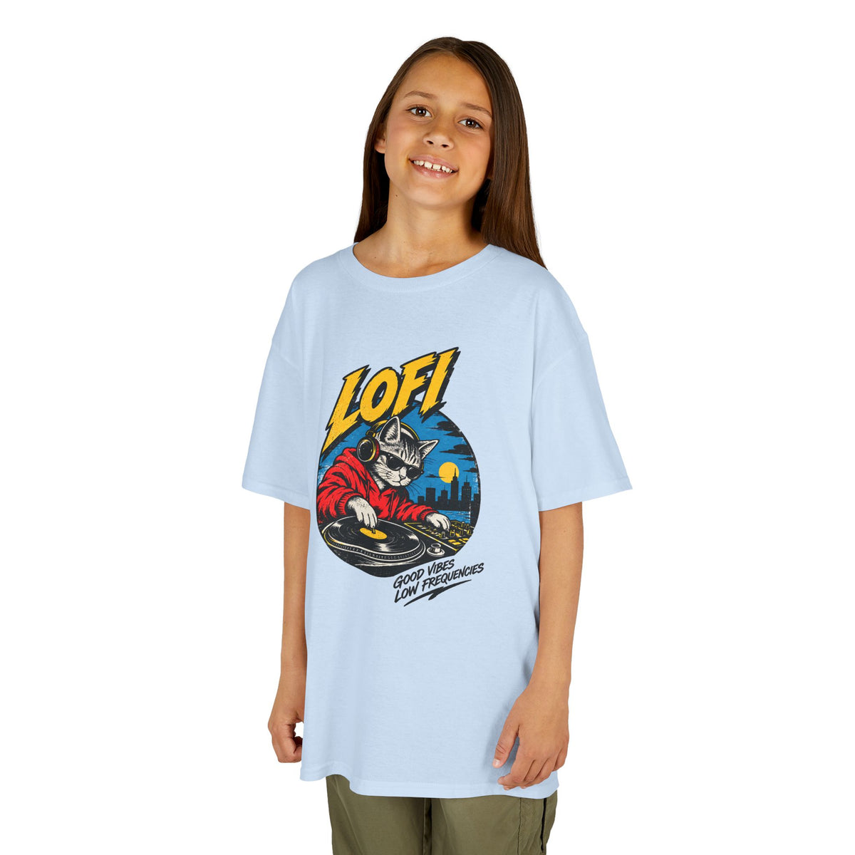 Kids T-Shirt — 'LOFI' DJ Skull Graphic Tee | Retro Night City Vibes