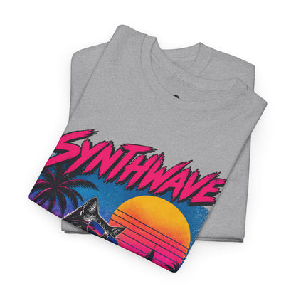 Synthwave Cat Tee — Retro 80s Sunset Driver Graphic T-Shirt