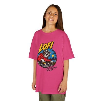 Kids T-Shirt — 'LOFI' DJ Skull Graphic Tee | Retro Night City Vibes
