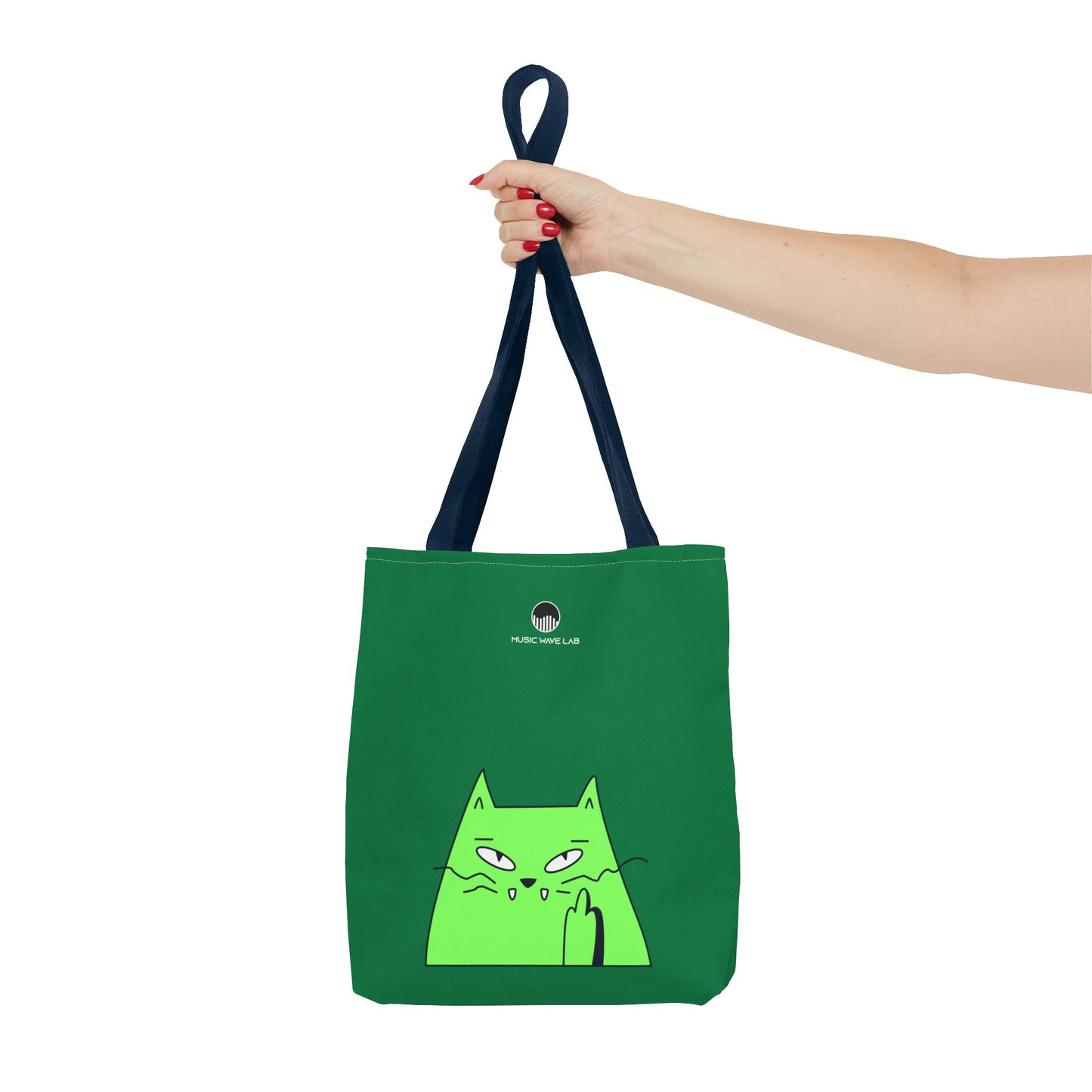 Playful Cat Tote Bag - Green Cat Design, Eco-Friendly, Shopping, Gift, Everyday Use, Pet Lover, Fun Accessories