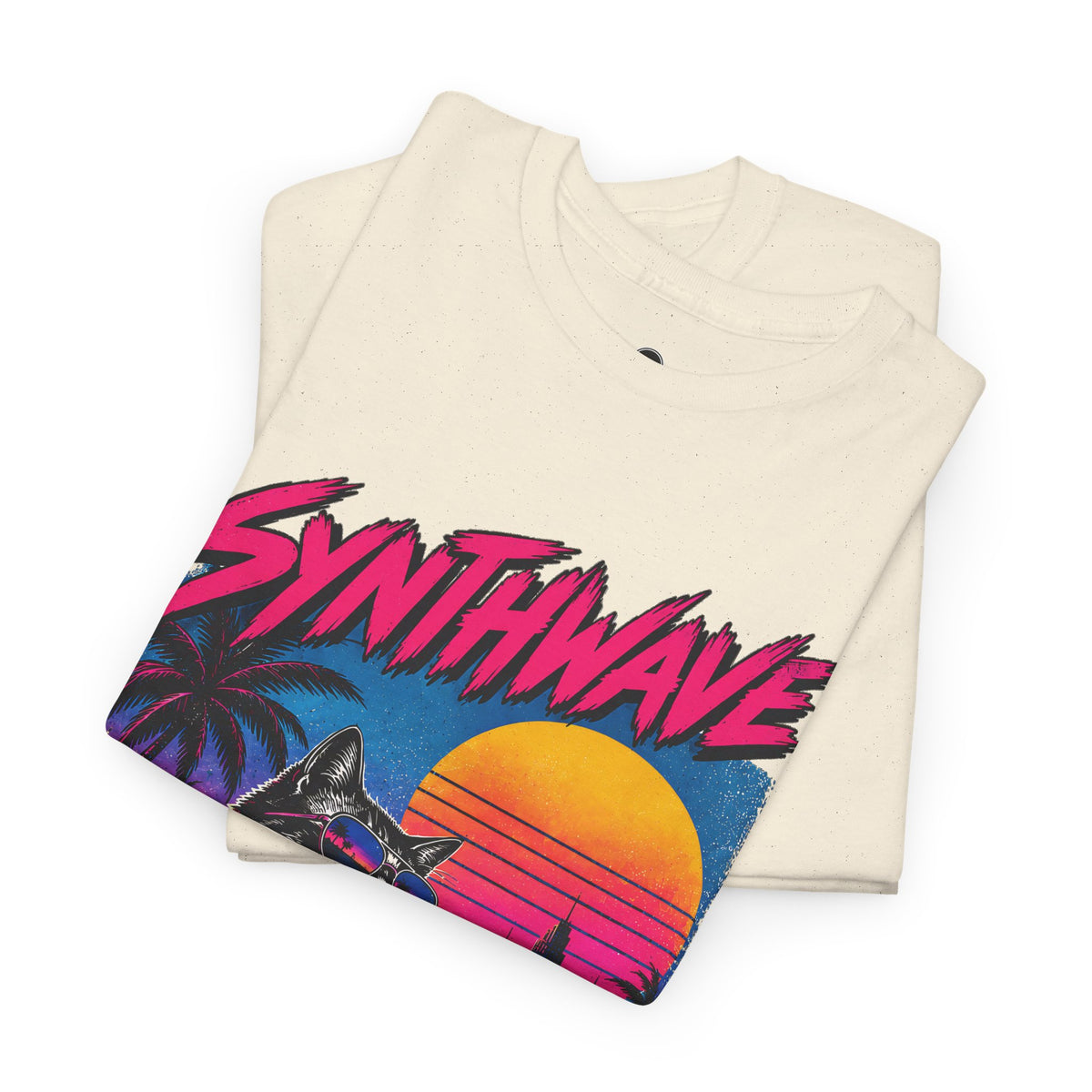 Synthwave Cat Tee — Retro 80s Sunset Driver Graphic T-Shirt