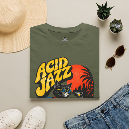 Acid Jazz T-Shirt - Retro Cat DJ Graphic Tee