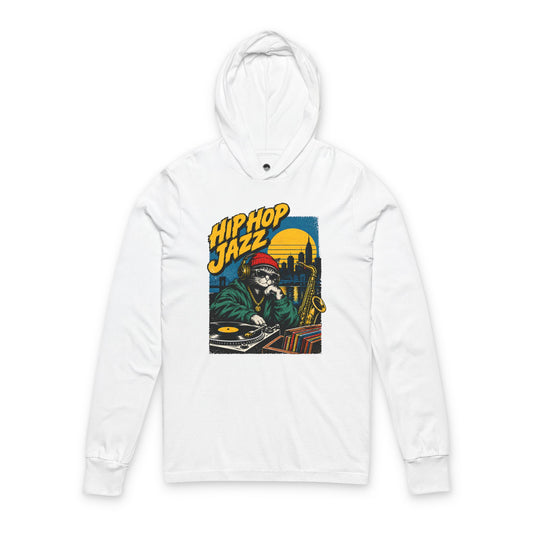 Hip Hop Jazz Hooded Long Sleeve Tee — Vintage DJ Skull Graphic