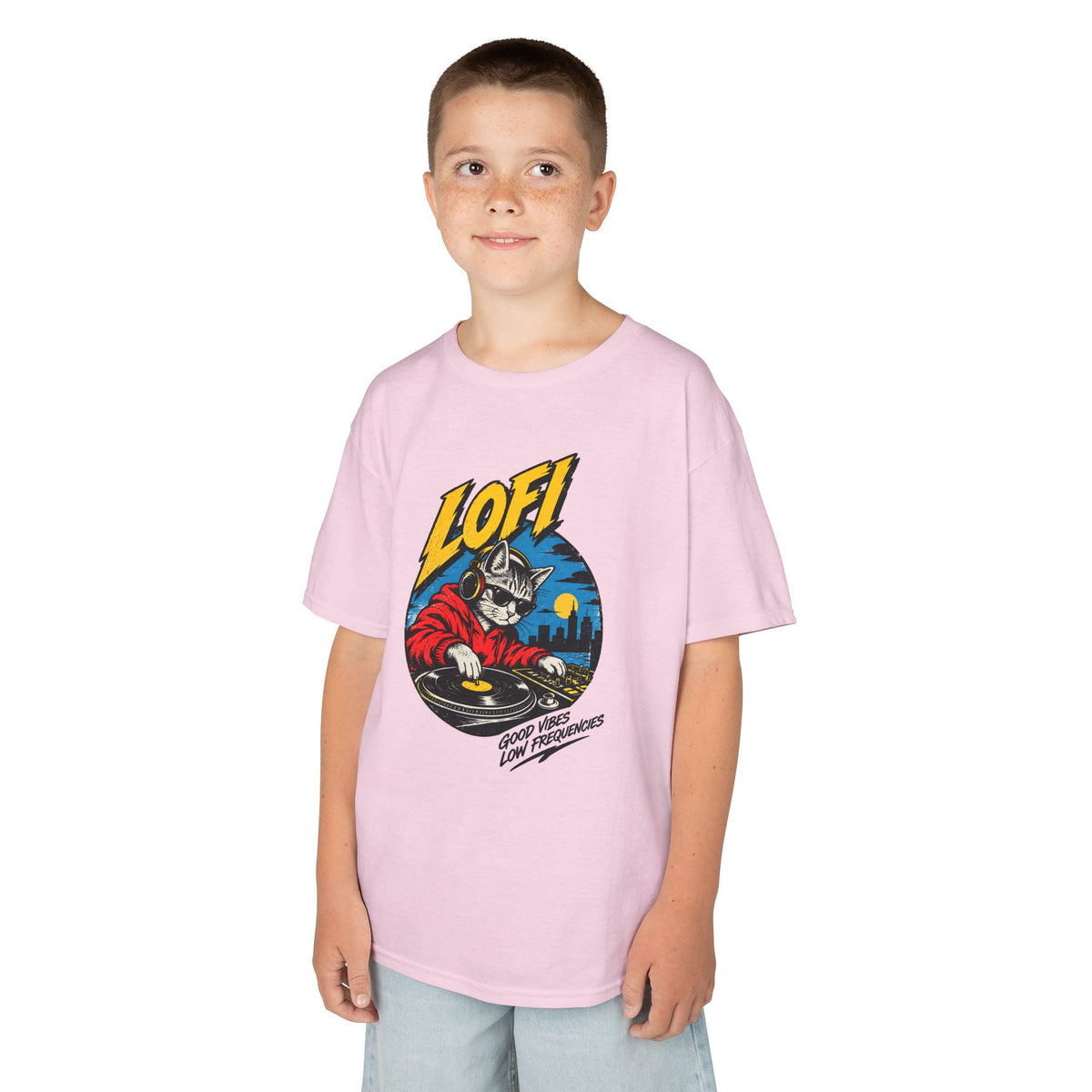 Kids T-Shirt — 'LOFI' DJ Skull Graphic Tee | Retro Night City Vibes