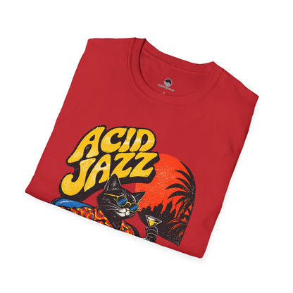 Acid Jazz T-Shirt - Retro Cat DJ Graphic Tee
