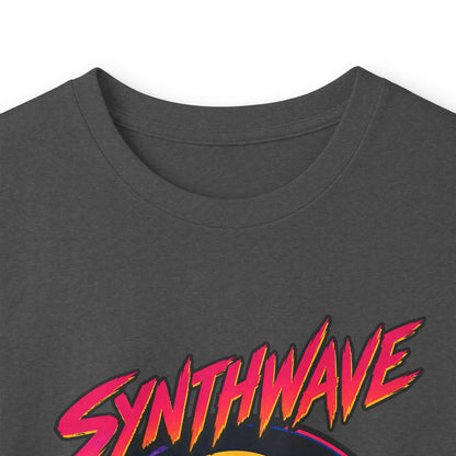 Synthwave Sunset Long Sleeve Tee — Retro Vaporwave Miami Night Graphic