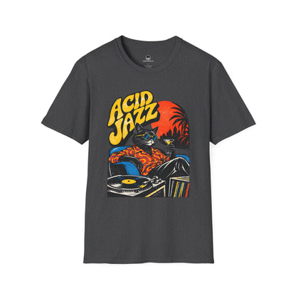 Acid Jazz T-Shirt - Retro Cat DJ Graphic Tee