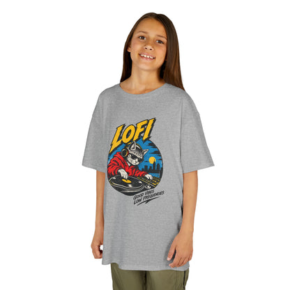 Kids T-Shirt — 'LOFI' DJ Skull Graphic Tee | Retro Night City Vibes