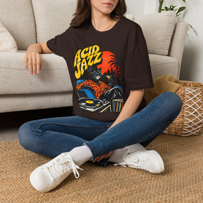 Acid Jazz T-Shirt - Retro Cat DJ Graphic Tee