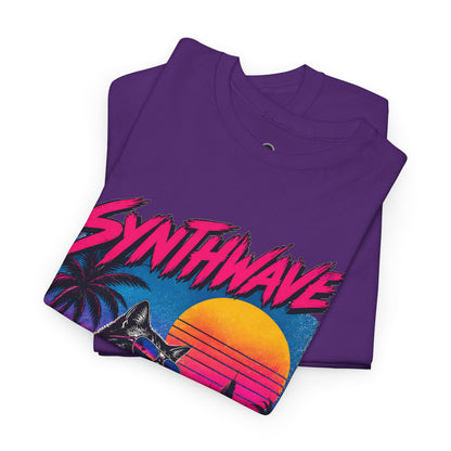 Synthwave Cat Tee — Retro 80s Sunset Driver Graphic T-Shirt