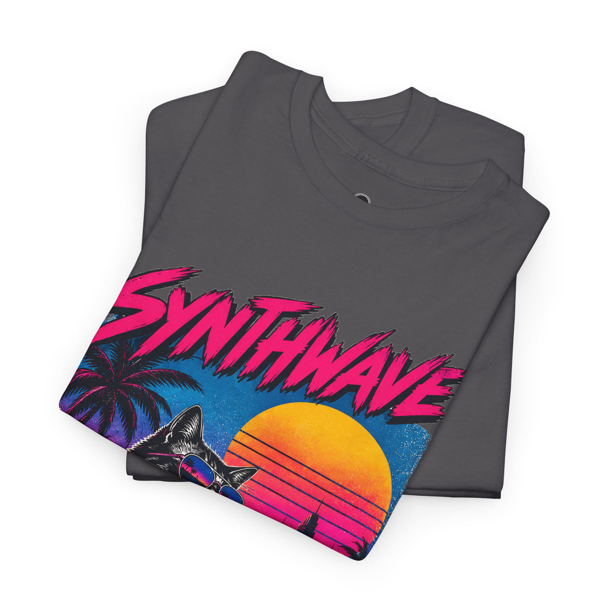 Synthwave Cat Tee — Retro 80s Sunset Driver Graphic T-Shirt