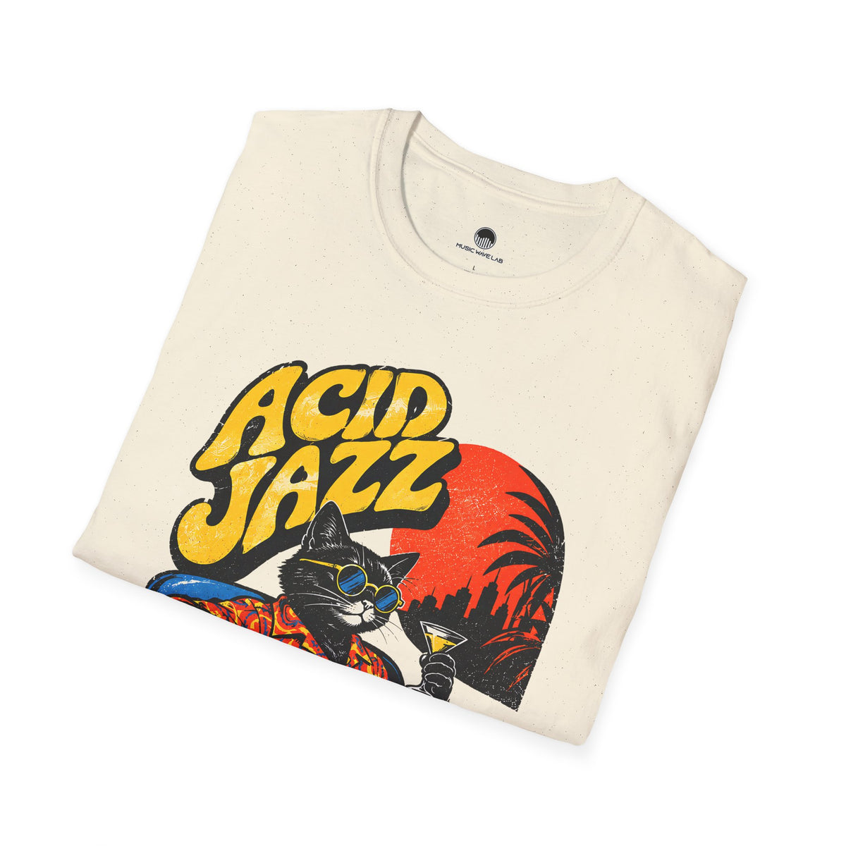 Acid Jazz T-Shirt - Retro Cat DJ Graphic Tee