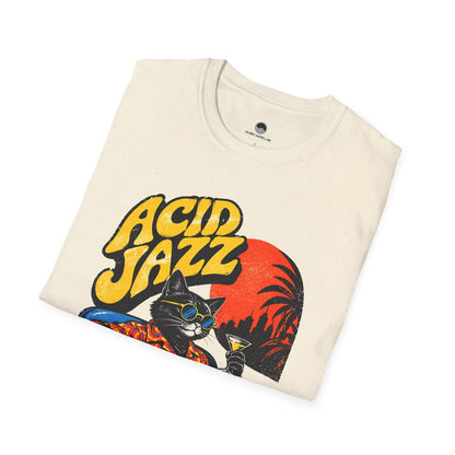 Acid Jazz T-Shirt - Retro Cat DJ Graphic Tee