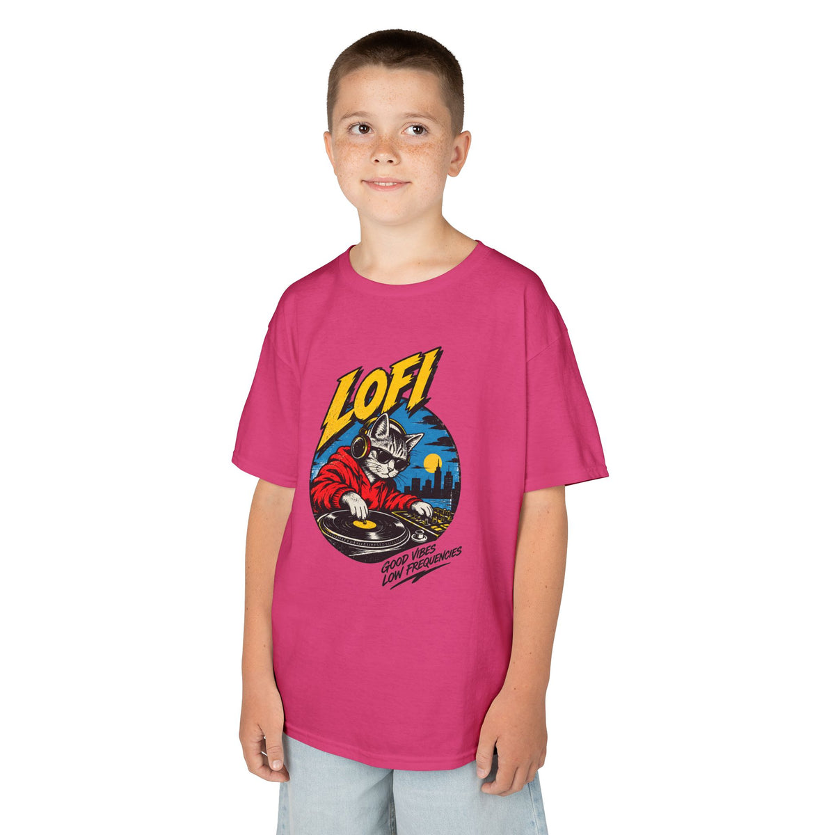 Kids T-Shirt — 'LOFI' DJ Skull Graphic Tee | Retro Night City Vibes